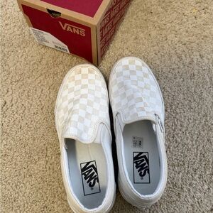 Vans White Checkered Slip-On Sneakers